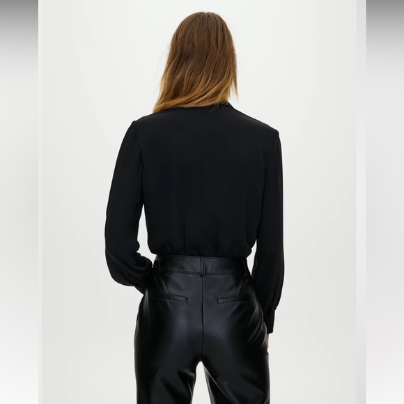 ARITZIA Babaton Ace XXS Silk Satin Tie Bodysuit Long Sleeve Top $100 - Picture 10 of 11